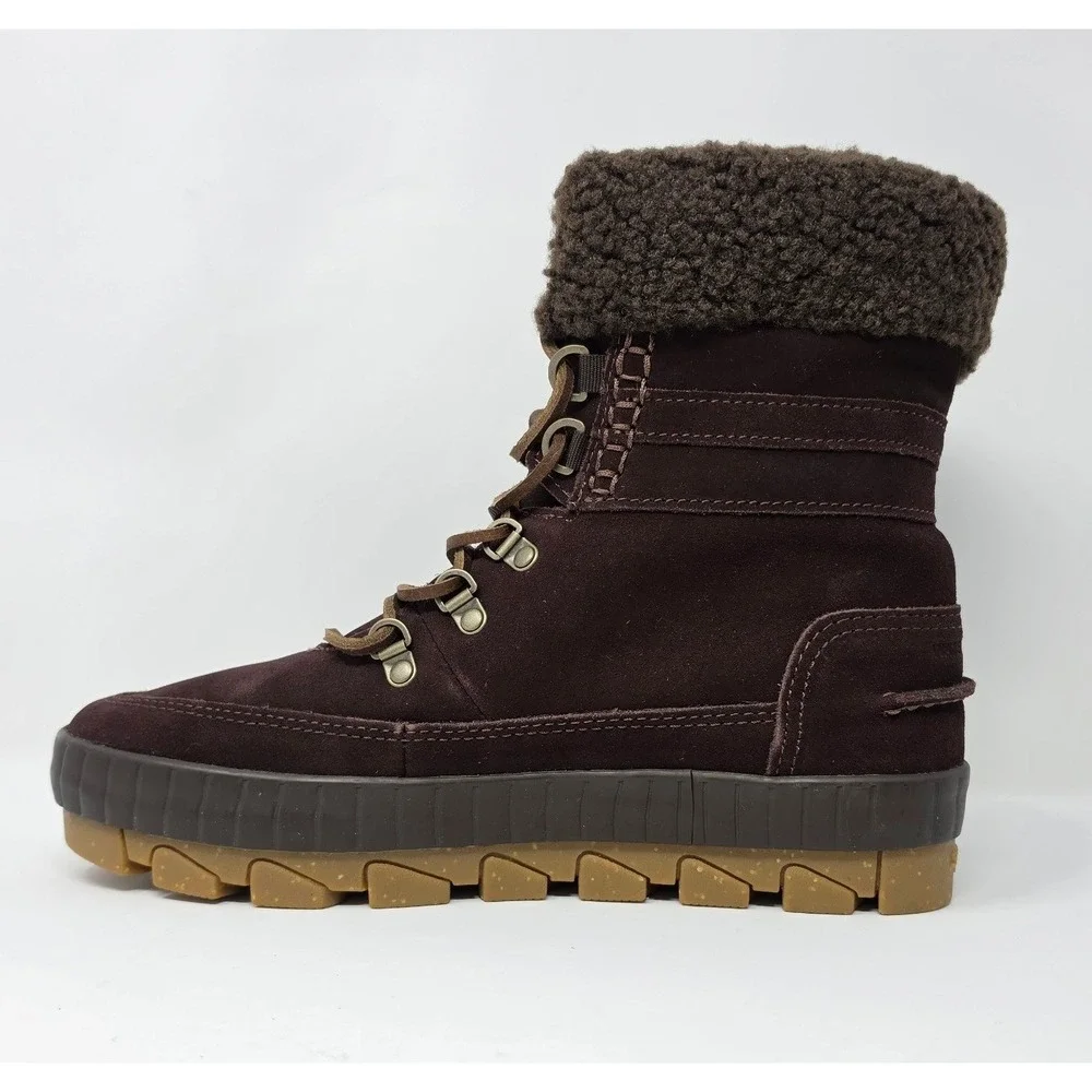 Sperry Torrent Winter Brown Waterproof Boots Faux Fur Memory Foam STS87756 W9
